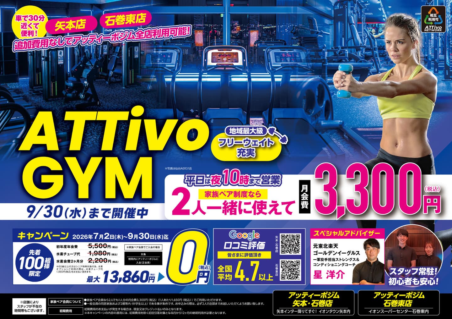 AttivoGym矢本石巻店フライヤーA