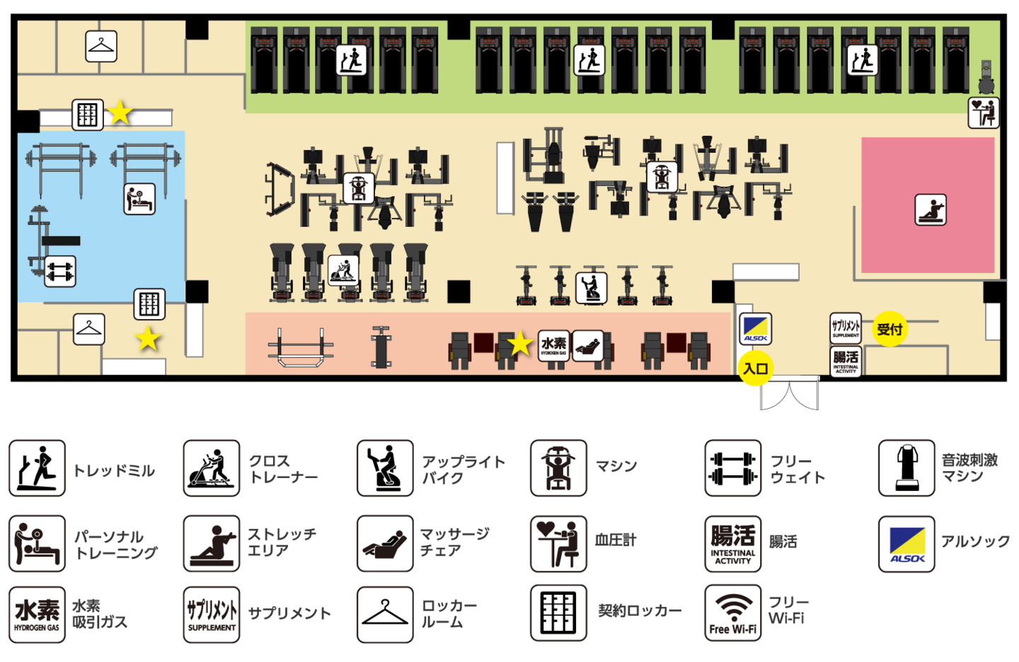 AttivoGym仙台長町店フロア図