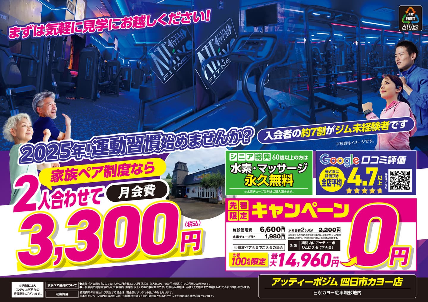 AttivoGYM四日市カヨー店入会キャンペーン