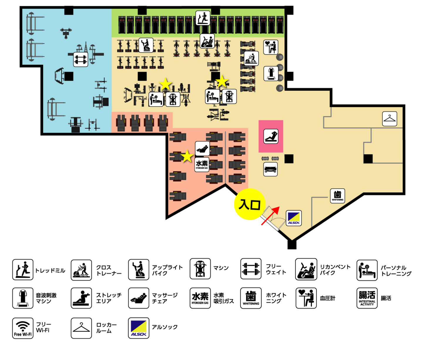 AttivoGYM木更津店フロア図