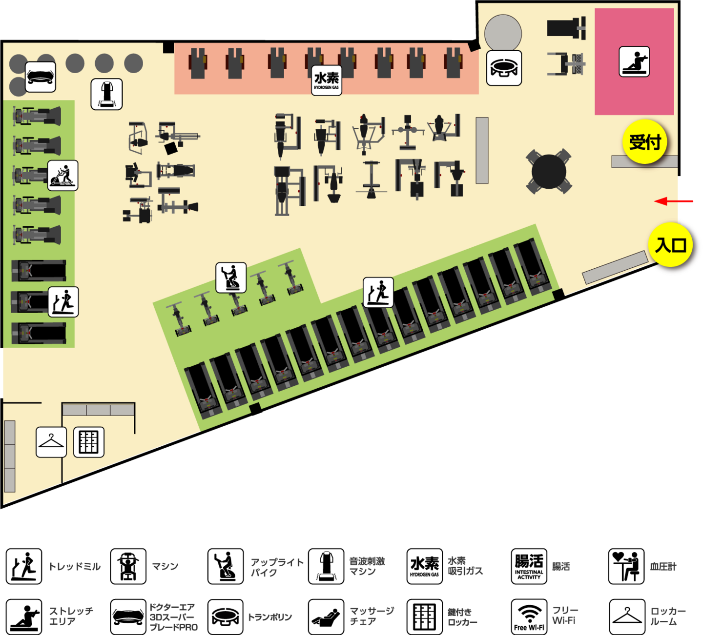 AttivoGymコルザ一関店フロア図